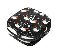 Borsa per il ciclo mestruale per ragazze donne signore, motivo cigno nero sacchetti per lo smaltimento degli assorbenti igienici, grande capacità con cerniera mestruale