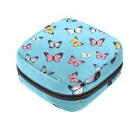 Borsa per il ciclo mestruale per ragazze donne signore, motivo farfalla senza cuciture sacchetti per lo smaltimento degli assorbenti igienici, grande capacità con cerniera mestruale sacchetto