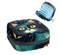 Borsa per il ciclo mestruale per ragazze donne signore, motivo gatto-1516 sacchetti per lo smaltimento degli assorbenti igienici, grande capacità con cerniera