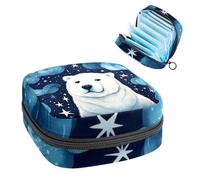 Borsa per il ciclo mestruale per ragazze donne signore, orso polare in cielo stellato 309 sacchetti per lo smaltimento degli assorbenti igienici, grande capacità con cerniera