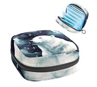 Borsa per il ciclo mestruale per ragazze donne signore, orso polare nel cielo stellato 338, sacchetti per lo smaltimento degli assorbenti igienici, grande capacità con cerniera