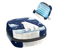 Borsa per il ciclo mestruale per ragazze donne signore, orso polare nel cielo stellato 356 sacchetti per lo smaltimento degli assorbenti igienici, grande capacità con cerniera