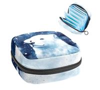 Borsa per il ciclo mestruale per ragazze donne signore, orso polare nel cielo stellato 419, sacchetti per lo smaltimento degli assorbenti igienici, grande capacità con cerniera