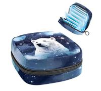 Borsa per il ciclo mestruale per ragazze donne signore, orso polare nel cielo stellato sacchetti per lo smaltimento degli assorbenti igienici, grande capacità con cerniera sacchetto mestruale