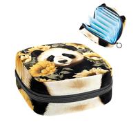 Borsa per il ciclo mestruale per ragazze donne signore, panda in girasole sacchetti per lo smaltimento degli assorbenti igienici, grande capacità con cerniera