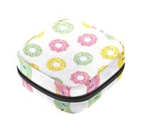 Borsa per il ciclo mestruale per ragazze donne signore, rosa, giallo, verde, motivo ciambella, sacchetti per lo smaltimento degli assorbenti igienici, grande capacità con cerniera