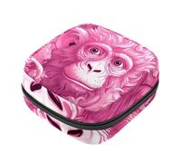 Borsa per il ciclo mestruale per ragazze donne signore, scimmia rosa orangutan-20 sacchetti per lo smaltimento dei tovaglioli igienici, grande capacità con cerniera mestruale