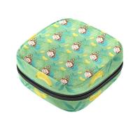 Borsa per il ciclo mestruale per ragazze donne signore, scimmie dei cartoni animati banane foglie tropicali sacchetti per lo smaltimento degli assorbenti igienici, grande capacità con cerniera