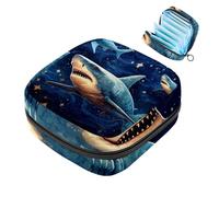 Borsa per il ciclo mestruale per ragazze donne signore, Star Shark-1494 sacchetti per lo smaltimento degli assorbenti igienici, grande capacità con cerniera