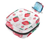 Borsa per il ciclo mestruale per ragazze donne signore, Strawberry-1758 Sacchetti per lo smaltimento dei tovaglioli igienici, grande capacità con cerniera