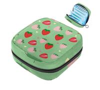 Borsa per il ciclo mestruale per ragazze donne signore, Strawberry-361 sacchetti per lo smaltimento degli assorbenti igienici, grande capacità con cerniera