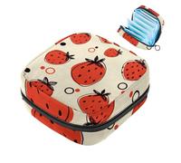 Borsa per il ciclo mestruale per ragazze donne signore, Strawberry-782 sacchetti per lo smaltimento degli assorbenti igienici, grande capacità con cerniera