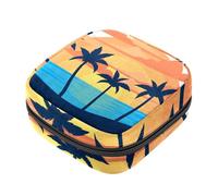 Borsa per il ciclo mestruale per ragazze donne signore, Sunset Palmier, sacchetti per lo smaltimento degli assorbenti igienici, grande capacità con cerniera