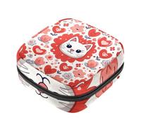 Borsa per il ciclo mestruale per ragazze donne signore, testa di gatto cuore rosso fiore sacchetti per lo smaltimento degli assorbenti igienici, grande capacità con cerniera sacchetto mestruale