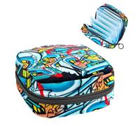 Borsa per il ciclo mestruale per ragazze donne signore, The Doodle Car Art Painting Sacchetti per lo smaltimento dei tovaglioli igienici, grande capacità con cerniera mestruale sacchetto