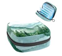 Borsa per il ciclo mestruale per ragazze donne signore, verde foresta montana paesaggio sfondo sacchetti per lo smaltimento degli assorbenti igienici, grande capacità con cerniera sacchetto mestruale