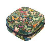 Borsa per il ciclo mestruale per ragazze donne signore, vintage farfalla con fiori sacchetti per lo smaltimento degli assorbenti igienici, grande capacità con cerniera sacchetto mestruale