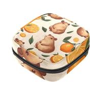 Borsa per il ciclo mestruale per ragazze e donne, simpatiche capibara con agrumi, sacchetti per lo smaltimento dei tovaglioli igienici, grande capacità con cerniera