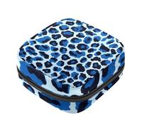 Borsa per il ciclo mestruale per signore ragazze donne borse per lo smaltimento degli assorbenti igienici leopardo blu grande capacità con cerniera mestruale Pad Pouch