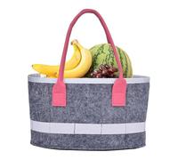 Borsa per il corpo in feltro, ovale, in feltro, per donne, organizzatore portatile, per bambini, contenitore per giocattoli da viaggio con manici, contenitore cosmetico per arti, rosa., vedi