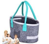 Borsa per il corpo in feltro, ovale, in feltro, per donne, organizzatore portatile, per bambini, contenitore per giocattoli da viaggio con manici, contenitore cosmetico per arti, Blu, vedi descrizione