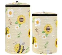 Borsa per il lavaggio delle scarpe da ginnastica, 2 pezzi, borsa per la pulizia delle scarpe, con ape, girasole, fiore e bianco, Ape Girasole FIORE e bianco, 1 size, Moderno/adattabile