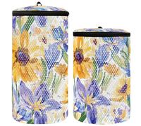 Borsa per il lavaggio delle scarpe da ginnastica con fiori primaverili, girasole, iris, farfalle, colore bianco, confezione da 2 sacchetti per la pulizia delle scarpe da ginnastica, primavera Fiori