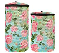 Borsa per il lavaggio delle scarpe da ginnastica lavatrice 2 pezzi sacchetti per lavaggio scarpe per lavare le scarpe in lavatrice acquerello rosso boccioli di rosa verde foglie verdi, acquerello