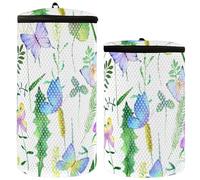 Borsa per il lavaggio delle scarpe da tennis con fiori e farfalle, per lavatrice, scarpe da ginnastica, confezione da 2, Fiore della pianta della farfalla del cottage estivo dell'acquerello, 1 Size