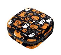 Borsa per il periodo per ragazze donne signore, fantasma di Halloween, zucca, gatto, pipistrello, sacchetti igienici per lo smaltimento dei tovaglioli igienici, grande capacità con cerniera
