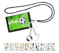 Borsa per il petto per bambini e ragazzi con portachiavi da calcio e 10 adesivi per tatuaggi da calcio, portafogli per bambini, borsa per monete da viaggio, regalo per calcio, verde, 12 x 8 cm, Casual