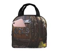 Borsa per il pranzo a botte di vino rosso per donne e uomini, isolata, riutilizzabile, a prova di perdite, con tasche laterali, contenitori per alimenti più freddi, grande borsa per pasti per lavoro