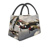 Borsa per il pranzo a forma di aeroplano della seconda guerra mondiale per donne e uomini, borsa termica per il pranzo, riutilizzabile, a prova di perdite, con tasche laterali, contenitori per