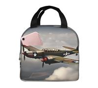 Borsa per il pranzo a forma di aeroplano della seconda guerra mondiale per donne e uomini, borsa termica per il pranzo, riutilizzabile, a prova di perdite, con tasche laterali, contenitori per