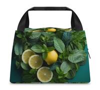 Borsa per il pranzo a forma di cuore con limone e menta per donne e uomini, riutilizzabile, borsa termica per il pranzo, grande capacità, contenitore per il pranzo, per lavoro, ufficio, picnic, viaggi