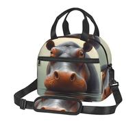 Borsa per il pranzo a forma di ippopotamo, per uomini e donne, di grande capacità, riutilizzabile, isolata, con tracolla regolabile, per adulti