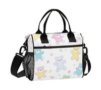 Borsa per il pranzo a forma di orso colorato con cartoni animati per ragazzi con tracolla borsa per il pranzo con cerniera per insegnante campeggio