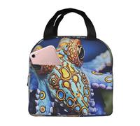 Borsa per il pranzo a forma di polpo con anelli blu per donne e uomini adulti isolata scatola per il pranzo riutilizzabile a prova di perdite Borsa per il pranzo di grande capacità Contenitore per