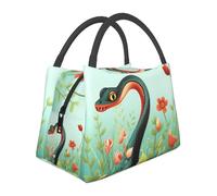 Borsa per il pranzo a forma di serpente e fiore, per donne e uomini, isolata, riutilizzabile, a prova di perdite, con tasche laterali, contenitori per alimenti più freddi, grande borsa per pasti per