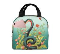 Borsa per il pranzo a forma di serpente e fiore, per donne e uomini, isolata, riutilizzabile, a prova di perdite, con tasche laterali, contenitori per alimenti più freddi, grande borsa per pasti per