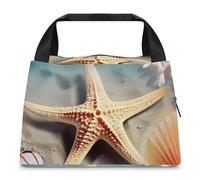 Borsa per il pranzo a forma di stella marina, corallo e conchiglia, per donne e uomini, riutilizzabile, borsa termica per il pranzo, grande capacità, contenitore per il pranzo, per lavoro, ufficio