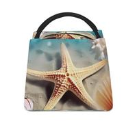Borsa per il pranzo a forma di stella marina, corallo e conchiglia, per donne e uomini, riutilizzabile, borsa termica per il pranzo, grande capacità, contenitore per il pranzo, per lavoro, ufficio