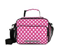 Borsa per il pranzo a pois rosa per ragazze con tracolla isolata Lunch Box Tote Bag per uomo campeggio