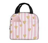 Borsa per il pranzo a righe rosa per donne e uomini Galaxy Heart isolata Lunch Box a prova di perdite Termica Cooler Tote Bag Pasto per Lavoro Scuola Picnic Escursioni