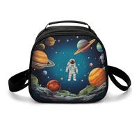 Borsa per il pranzo a tracolla con razzo spaziale astronauta, piccola borsa termica per il pranzo, con tracolla regolabile, riutilizzabile, per lavoro, picnic, viaggi