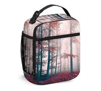 Borsa per il pranzo autunnale riutilizzabile, stampa a stagione autunnale e dei boschi con alberi selvatici, piccola scatola per il pranzo per uomini e donne, borsa per il pranzo portatile isolata