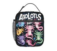 Borsa per il pranzo Axolotls Of The World, portatile, isolata, grande, capiente, con cerniera, tasca esterna in rete