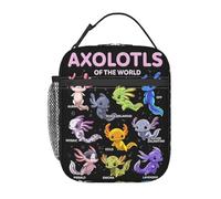 Borsa per il pranzo Axolotls Of The World, portatile, isolata, grande, capiente, con cerniera, tasca esterna in rete