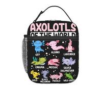 Borsa per il pranzo Axolotls Of The World, portatile, isolata, grande, capiente, con cerniera, tasca esterna in rete