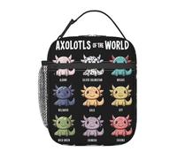 Borsa per il pranzo Axolotls Of The World, portatile, isolata, grande, capiente, con cerniera, tasca esterna in rete